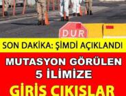 Mutasyonlu Koronovirüsün artışı durdurulamayan 5 il için giriş çıkış yasaklanıyor