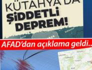 Son dakika: Kütahya’da deprem