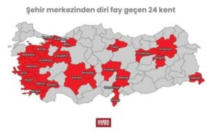 45 il üzerinde 110 ilçe bulunuyor
Türkiye Diri Fay Haritası’na göre ise Türkiye’de doğrudan diri fay üzerine oturan, 45 il alanı üzerinde 110 ilçe bulunuyor.