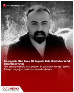 Acı olay bugün öğle saatlerinde meydana geldi. Erzurumlu saz sanatçısı Hüseyin Tutaş’ın kalp krizi geçiren 24 yaşındaki kızı Şeyma Tutaş için 112 Acil Yardım Merkezi’nden yardım istendi. Olay yerine gelen sağlık görevlileri Şeyma Tutaş’a müdahale ederken bu arada ağabeyisi 30 yaşındaki Ömer Tutaş da rahatsızlandı. Babası gibi saz sanatçısı olan Ömer Tutaş’ın durumunun kötüye gittiğini gören sağlık görevlileri genç sanatçıya da müdahale ettiler. Ambulansla hastaneye kaldırılan Ömer Tutaş tüm müdahalelere rağmen kurtarılamayarak hayatını kaybetti. Kardeşi Şeyma Tutaş ise Erzurum Şehir Hastanesi’nde yoğun bakımda yaşam savaşı veriyor.
Hayatını kaybeden Ömer Tutaş’ın cenazesinin yarın (3 Haziran) Kayakyolu Hacı Osman Efendi Cami’nde kılınacak öğle namazı sonrasında defnedileceği öğrenildi.