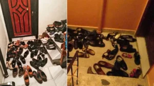 Apartmanlarda kapı önlerinde ayakkabı bırakmak kat maliklerinin ortak kararı ile yasaklanabiliyor. Bu yasaklama hükmü yönetim planına da işlenerek genel bir kural haline dönüştürüyor. Bu karar alındıktan sonra kapı önüne ayakkabı bırakmak kanunen yasaklanmış bir hale geliyor. (DHA)